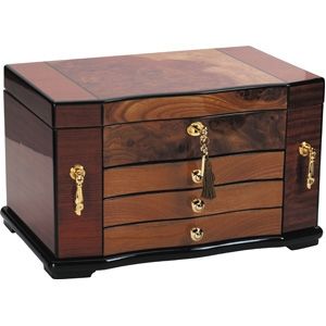 New Fully Lockable Luxury Jewelry Box Chest Exotic Wood