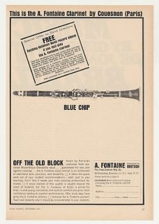 1963 A Fontaine Couesnon Clarinet Blue Chip Print Ad