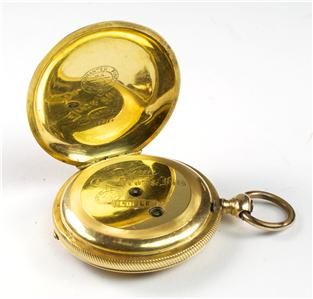Droz Fils Stunning 18K Gold Pocket Watch w Beautiful Hunter Case