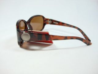 Foster Grant Brown Polarzed Sunglasses Zebra Design Metal Studs