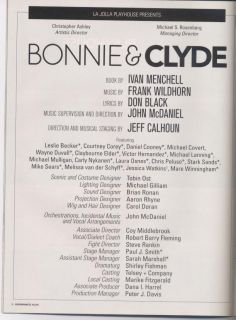 BONNIE & CLYDE La Jolla Playbill+ad Frank Wildhorn Laura Osnes Stark