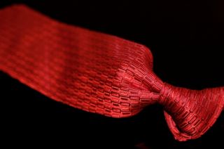 RARE Ermenegildo Zegna Fire Red Brick Heavy Silk Geometric Woven Tie