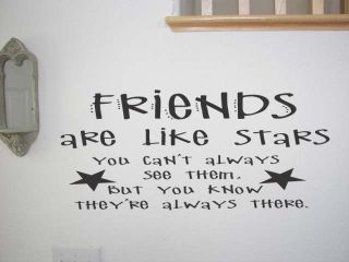 Friends Are Like Stars Wall Art Quote Decal Lettering Home Decor Sign