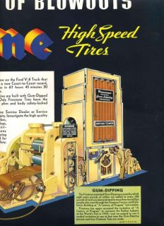 1930 s firestone tires 2 page magazine ad in color