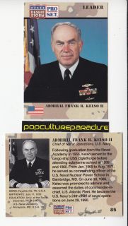Admiral Frank B Kelso II U s Navy Chief 1991 Pro Set Desert Storm Card