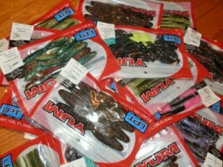 Mixed Lot of 50 Packs of Yum Fishing Worms Lures T Js Tackle New