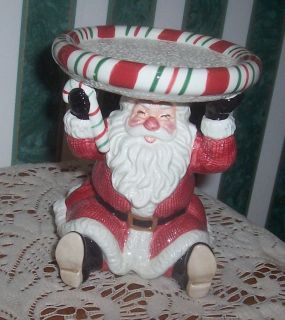 Fitz and Floyd Candy Christmas Candle Pillar Holder Candy Too Santa