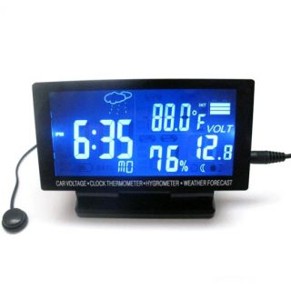 Digital Clock Thermometer Hygrometer Black Weather Forecast Top