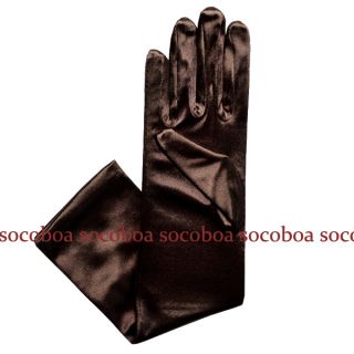   Brown Elbow Length Satin Opera Formal Gloves Halloween costume dance