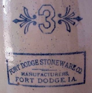 Gallon Fort Dodge Stoneware Company Crock Circ 1896 1906