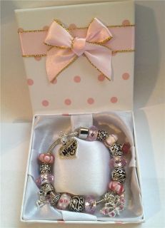 Personalised Girls Ladies Dangle Butterfly Charm Bracelet in Gift Box