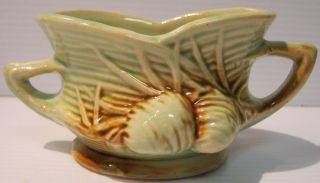 Vintage 1940s McCoy Pine Cone Pattern Open Two Handled Sugar Bowl