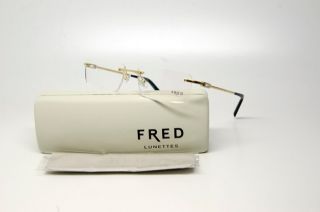 Fred F Samoa 002 Eyeglasses Gold Metal Rimless RX Frame Authentic