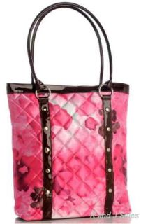 Quilted Pink Floral Flowers Tote Bag Handbag Purse New