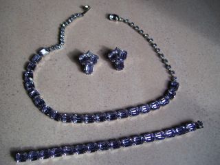 Vintage WEISS Rhinestone Necklace Earrings Bracelet SET Jewelry SIGNED
