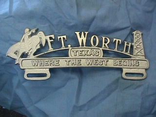  Fort Worth Texas License Plate Topper