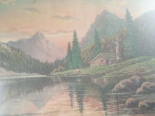1946 Frederick Ogden Cabin Lake Framed Print Litho Art