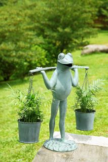 Farmer Frog Plant Planter Holder Verde Green Whimsy Flower Pot Garden