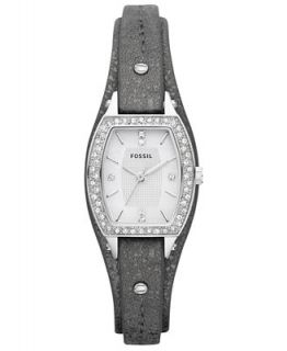 Fossil Womens Watch Pewter Metallic Leather Strap JR1335
