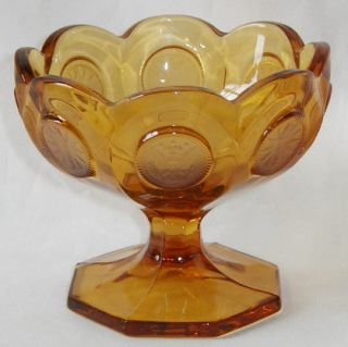 Fostoria Frosted Coin Glass Amber FTD Jelly Sherbet