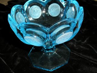 Fostoria Coin Blue Large Footed Compote Mint