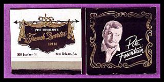 1960s Pete Fountains French Quarter Inn Match Book New Orleans La