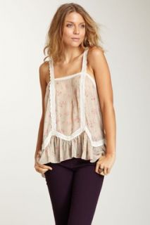 Free People Womens Chiffon Top Floral Print Cami Camisole Shirt Sz s