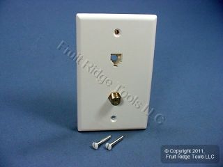 New Leviton White Phone Cable Jack Wall Plate Telephone