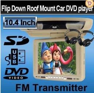 Beige 10 4 Flip Down Car TV DVD Player Ceiling HD Monitor 32 Bit