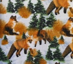 information policies red fox foxes in the snow fleece fabric
