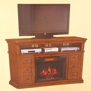 NEW Fremont Media Electric Fireplace Set w/ Infrared Quartz Heater Oak