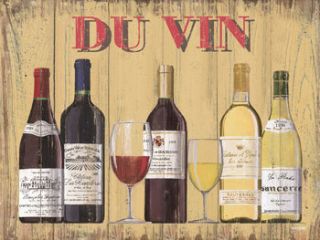 Du Vin French Wine Metal Sign Wine Bottle Kitchen Art
