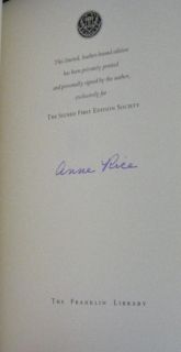 Anne Rice Vittorio The Vampire Franklin Library Signed Limited Edition