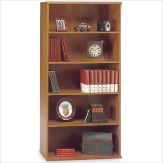  Furniture Series C 5 Shelf Open Double Wood Natural Cherry Bookcase