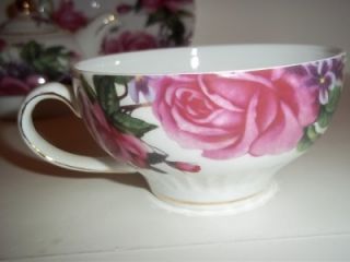 rose flower ceramic tea pot teapot mug cup victorian
