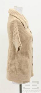 Diane Von Furstenberg Tan Wool Button Front Short Sleeve Cardigan