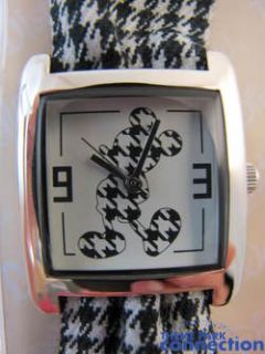  Mouse Fashion Watch Black White Checkered Cloth Steel New