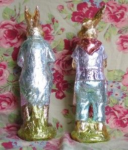 Foil Easter Large Bunny Rabbit Couple Gorgeous 16 Inches