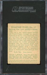 1934 36 Diamond Stars 17 Frankie Frisch St Louis Cardinals HOF SGC 50