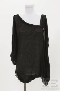 christine gabriele black knit draped top size o s