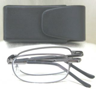 Black Unisex Folding Reading Glasses 1 5 Readers Folders wCASE Spring