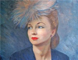 Joan Fontaine Vintage Oil Painting Art Collectible Canvas Signed
