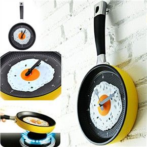 Frying Pan Egg Wall Clock Cute Modern