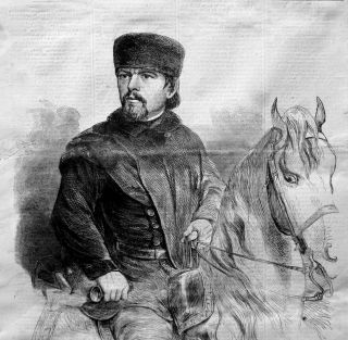 Franz Sigel on Horseback German Military US Civil War Old Portrait