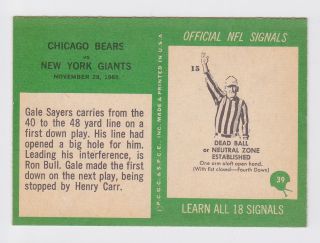  NFL Football 66 Set 39 Gayle Sayers RC Chicago Bears vs Giant