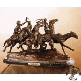  DRAGOONS by Frederic Remington Bronze Handcast Sculpture w Marble Base