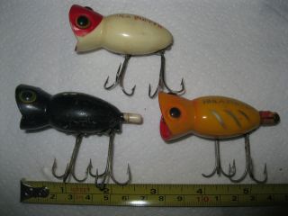 Used Vintage Fishing Lures 3 Fred Arbogast Hula Poppers