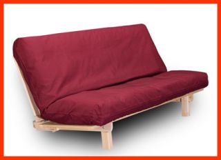 New Queen Size Futon Sofa Bed Wood Frame Mattress Cvr