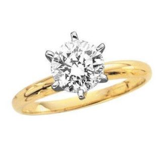  80Ctw Diamond 14K Yellow Gold Prong Set Solitaire Ring Engagement Band