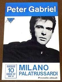 Peter Gabriel Orig Milan Italy Concert Poster 1987 Mint